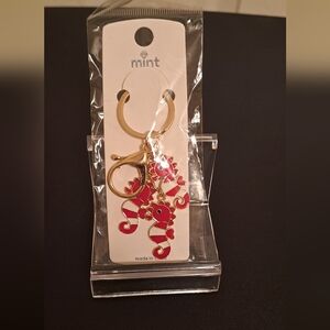 Mint Seahorse Red and Gold Keychain Charm